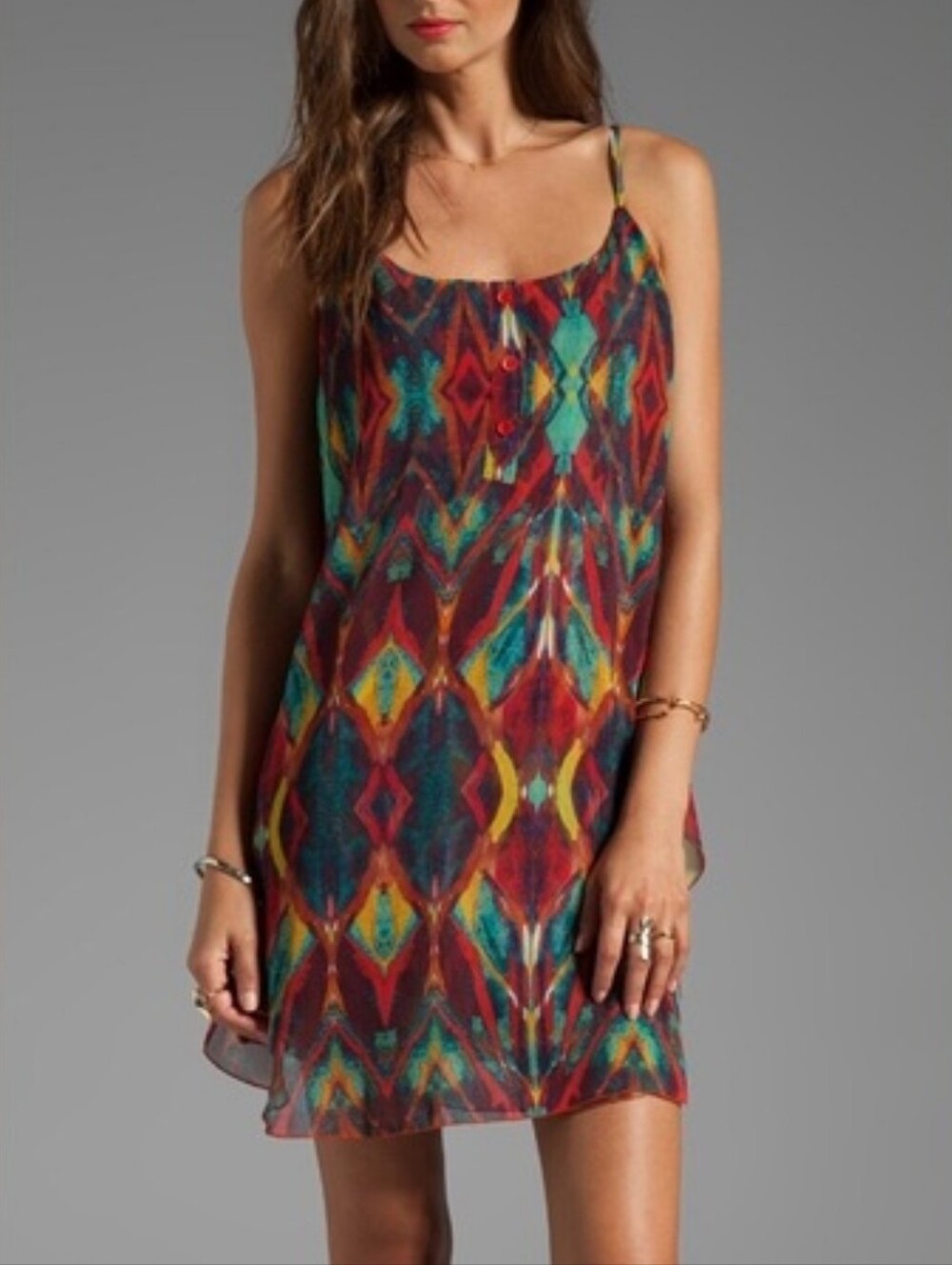 Alice + Olivia Women's Rhi Tank Dress Tribal Diamond Colorful mini dress S - Picture 4 of 16
